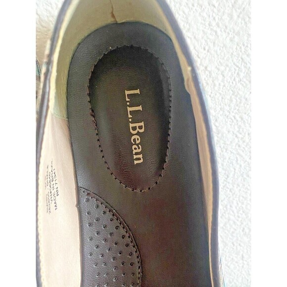 LL Bean Women's Flats Loafer Slip On Size 8 M Sky Blue Plaid Canvas - Picture 7 of 9